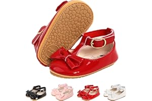 AISPRTS Baby Girls First Walking Shoes Mary Jane PU Leather Anti-Slip Princess Shoes Infant Baby Shoes