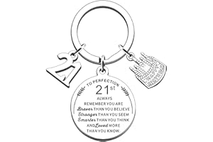 AMZQ Birthday Keyring Birthday Gifts for Women Men Boys Girls Inspirational Keychain Gifts for Family (21st)