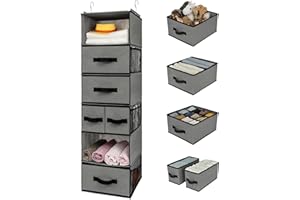 GRANNY SAYS Organizzatore per Armadio a 6 Ripiani Con Cassetti, Grigio - Soluzione di Stoccaggio per Camera da Letto