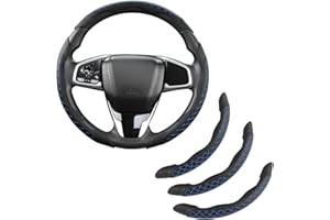 ‎GIANT PANDA GIANT PANDA Leder Lenkradbezug,Auto Zubehör Innenraum,3 teilig Lenkrad Abdeckung Universal für 99% Auto,SUV,Lastwagen (Diamantquilt-Blaugrau)