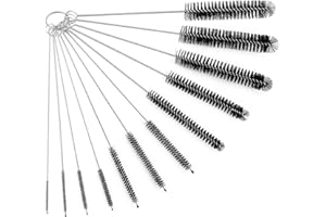 CARVE IDEAS Lot de 12 Brosses De Nettoyage,Goupillon De Nettoyage,Brosse De Nettoyage pour Tube,Bouteille en Verre,Biberon,Bouilloire Et Clavier,Brosse De Nettoyage en Nylon pour Bouteille, Noir