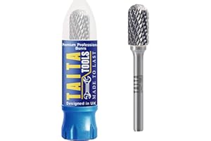 TAITATOOLS Carbide Burr 1/4" Shank, SC-3 Tungsten Double Cut Rotary Die Grinder Bits - Cutting Burrs for Milwaukee, Dewalt and Makita Die Grinder Accessories - Wood Carving Metal Working & Sturdy Storage Case