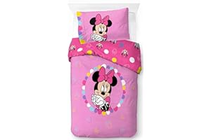 Jay Franco Disney Topolina Rosa 100% Cotone Set Copripiumino Singolo - Include Federa 50 x 70 cm