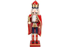 Auniq 38cm Modelo de Soldado Cascanueces de Madera Marioneta de Navidad Decoración Navideña Figuras de Cascanueces de Navidad Adornos de Mesa con Caja de Regalo para la Fiesta de Navidad en casa