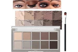 MIKLOVEN Smoky Eyeshadow Palette 10 Colors, Matte Grey Black Cream Eye Shadow Includes Brushes, Highly Pigmented, Blendable & Long Lasting, Korean Style Travel Size Makeup for Women (Matte Gray)