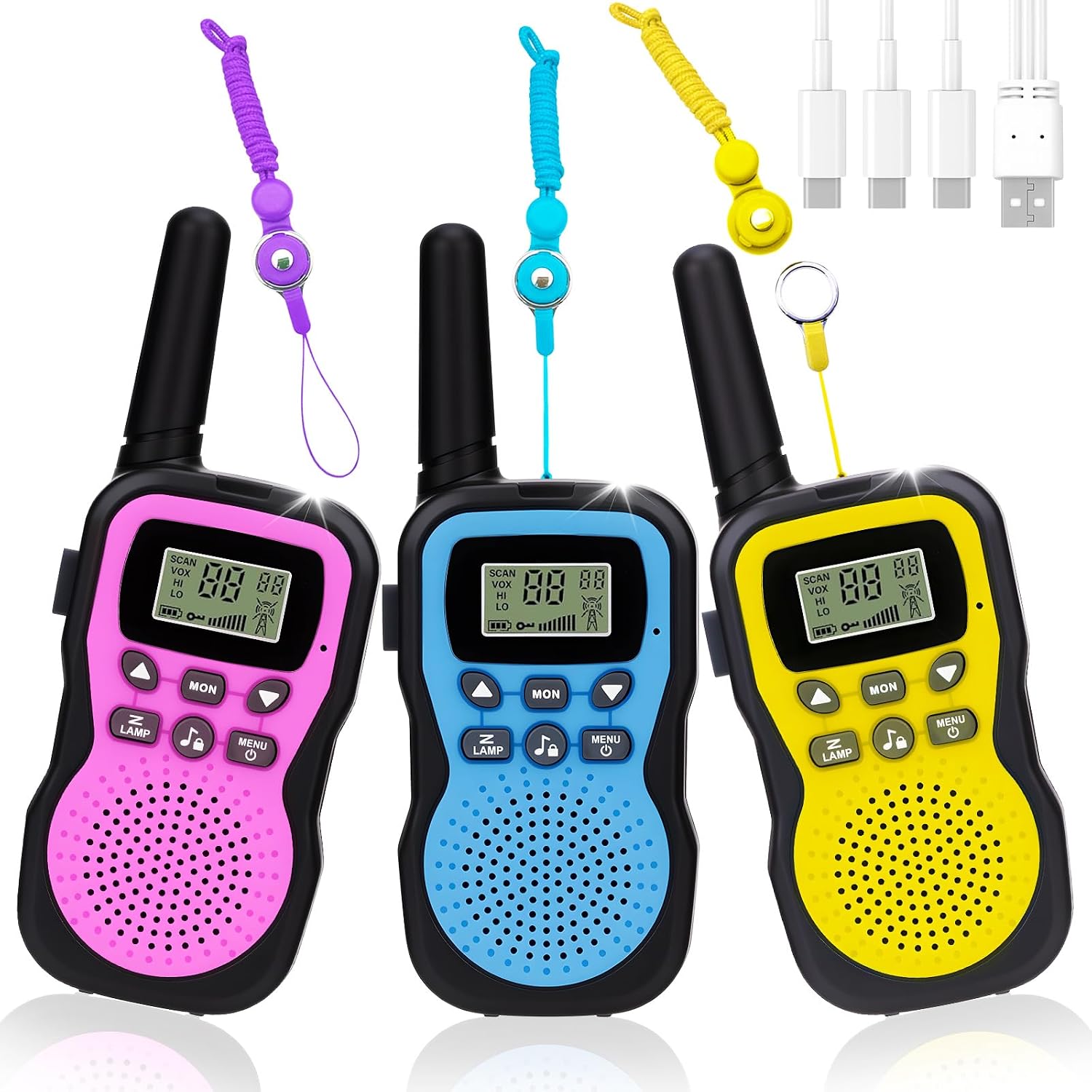 JOTOL Walkie Talkie Niños Recargable,Walkie Talkie para Niños,Walkie Talkie Largo Alcance para Niños Adultos,Walkie Talkies Recargable con Batería Li-Ion para Cámping Vacaciones Actividades Escolares
