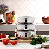 Schafer Practi XL 3 L&uuml; &Ccedil;elik Saklama Kabı (16/18/20 Cm) 6 Par&ccedil;a-Inox