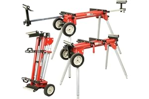 LUMBER JACK Compact Folding Mitre Saw Stand with Extending Support Arms and Quick Release Clamps, Universal Fits Evolution, Makita, DeWalt, Bosch, Ryobi, Einhell and Metabo