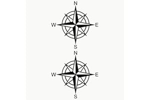 Autodomy Pegatinas Brújula Rosa de los Vientos Pack 2 Unidades | Pegatinas 4x4 | Pegatina Rosa de los Vientos | Pegatina Brujula Grande 4x4 Off Road | Vinilo Autocaravana (Negro, 20 cm)