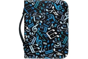Kuiaobaty Music Notes Print Book Cover with Handle, PU Leather Notebook Cover Slashproof Carrying Book Case with Zipper