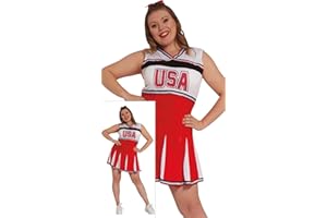 FIESTAS GUIRCA | Disfraz de Animadora - Vestido para Fiestas Deportivas y Celebraciones - Ideal para Halloween, Carnaval y Fiestas de Disfraces - Para Adolescentes y Adultos - Rojo y Blanco