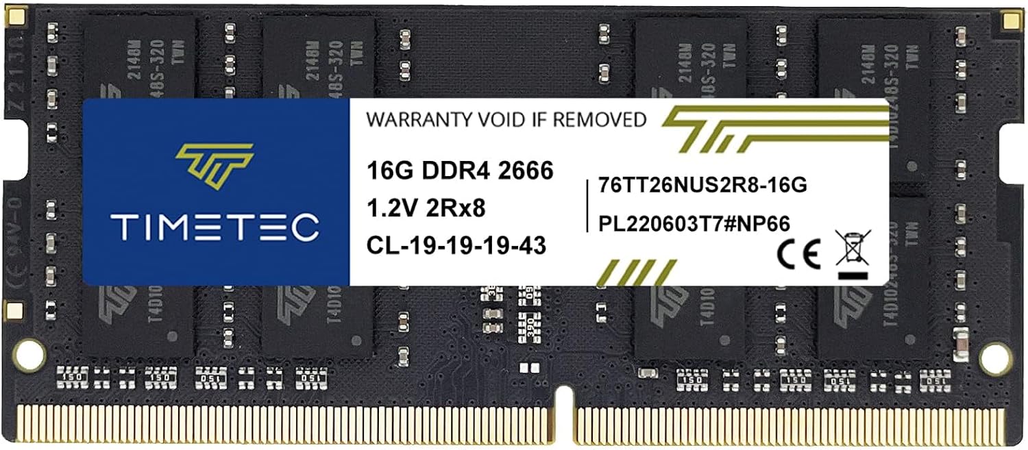Timetec 16GB DDR4 2666MHz (PC4-2666V) PC4-21300 SODIMM Laptop RAM – 260-Pin 1.2V CL19 Non-ECC Unbuffered Memory Module for Laptop, Notebook, Mini PC, All-in-One