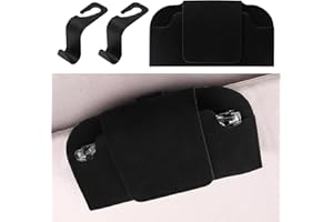 UOCAI Porte-lunettes de soleil pour pare-soleil de voiture avec 2 crochets, porte-lunettes pour pare-soleil de voiture avec clips, porte-lunettes de soleil universel en cuir pour pare-soleil de voiture