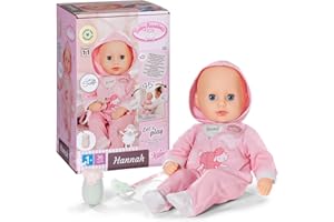 Baby Annabell Hannah Spiel mit Mir 36cm, Babypuppe mit 5 Funktionen, weichem Stoffkörper und Accessoires, 36cm große Puppe, für Kinder ab 1 Jahr, 711002 Zapf Creation