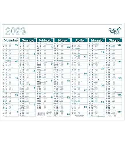 Calendrier Mural Forever Recyclé Exacompta - 33,5 X 43 Cm - Janvier à Janvier 2026 - 7 Mois Par Face - Papier 100% Recyclé