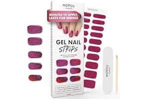MOYOU LONDON Semi Cured Gel Nail Strips - 20 Pcs. Waterproof Gel Nail Wraps, Cures in Sunlight or UV/LED Lamp, Lasts Up to 2+ Weeks, Stretchable, Easy to Apply & Remove, Vegan & Cruelty-Free