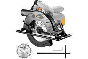 1200W Kreissäge: DEKOPRO Kreissäge mit Führung, 4800 U/min, Sägeblatt Ø165mm (24T), Maximale Schnitttiefe 55mm (90°), 33mm (45°), Inklusive Führung, Ideal zum Schneiden von Holz