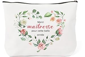 SERENEGLOW Cadeau Maitresse d'école Fin d'année Trousse de Maquillage Merci Maitresse Cadeau Atsem Maternelle Cadeaux pour Les Enseignants Merci Maîtresse Personnalisée Noel Trousse a Maquillage Rangement