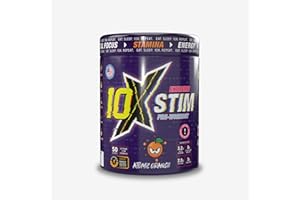 10X Athletic STIM Pre Workout - Atomic Orange | 600G, 50 Servings | 350mg Electrolytes & 200mg Caffeine per Serving | Includes Beta Alanine & Creatine | Sugar Free | Vegan | Low Calorie
