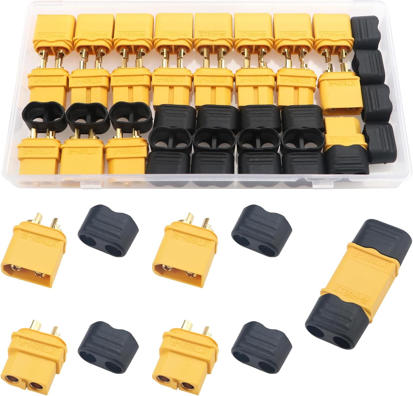 YIXISI 10 Pares XT60 XT60H Conectores de Batería, XT60H Conectores Macho Hembra, XT60H Conectores de Bala Macho Hembra, con Sheath, para Batería RC Lipo