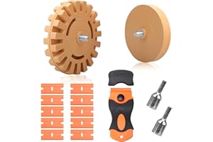 NAKUTITA 2 Stück Folienradierer Gummi Radierscheibe mit Adapter, zum Professionellen Entfernen ​von Folien und Kleberesten am Fahrzeug, Auto oder Motorrad, Klebstoffentfernungsklinge und 10 Kunststoffklinge