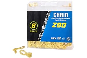 RainFlowwer Bike Chain 6/7/8 Speed, 1/2" x 3/32" 116 Links for Road Bike Mountain Bike, Gold