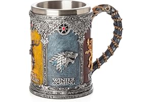 Syfunlv Chope à bière,chope à bière en acier inoxydable, chope nordique viking,récipient à boisson avec poignée,chope à bière 3D de 600 ml,15 cm de long,cadeaux pour la fête des pères