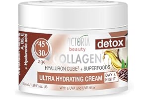 ‎VICTORIA BEAUTY Victoria Beauty Collagen Creme mit Hyaluronsäure, Anti Aging Hyaluron Gesichtscreme mit Kollagen, Superfoods und Niacinamide, Feuchtigkeitscreme gegen Falten, 50ml