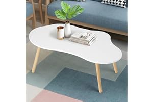Calager Coffee Table,Cloud Shape Small Tea Table with Solid Wood Leg,Nordic Style Kid Activity Table Children Table,Leisure Coffee Table,Stable Easy Assembly Small Table for Living Room Cafe