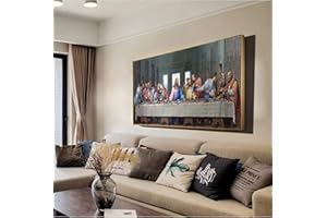 JIANGHU ART Oeuvre de peinture célèbre La Cène de Léonard de Vinci Affiches et impression d'art mural Peinture sur toile Art Salon 30x60cm (11 "x23") sans cadre