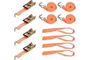 maXpeedingrods 4pièces 2000kg 2.9m Sangle d'arrimage Sangle à cliquet avec Crochet 35mm 2000 daN 2t pour l'arrimage Professionnel