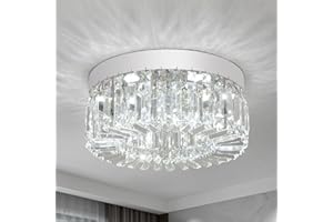 ‎VETRULUS VETRULUS Kristall Kronleuchter für Wohnzimmer Halbeinbau Kristall Deckenleuchten Moderne LED Kronleuchter für Esszimmer Küche Foyer Chrom Silber