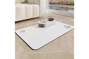 GIBZ Alfombra Comederos Impermeable para Perro Gato, Tapete para Comer de Silicona, Alfombrilla Antideslizante, Gris Claro, 50x80cm