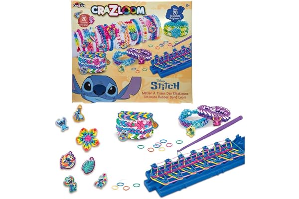 Lexibook, Atelier de Bracelets Élastiques Stitch Cra-Z-Loom, Blue, CRLOOM9D