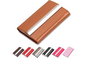 Waylipun porta biglietti da visita, custodia in pelle PU di lusso per biglietti da visita, Porta Biglietti da Credito in Acciaio Inox con fibbia magnetica per Uomini e Donne（Giallo）