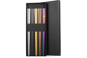 HAOSELL Palillos de acero inoxidable de 5 colores, palillos metálicos de acero inoxidable, metal de calidad, palillos de oro rosa, palillos cuadrados de acero inoxidable, 23 cm