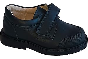 MAHAVIRA Zapato Infantil Mocasín Náutico de Piel con Velcro y Cierre Regulable - Revestimiento de Tela - Zapatos Transpirables para Niños - Suela Antideslizante - Suela de Goma Flexible Azul Marino