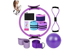 LLELEMAMO Better Me Pilates Essentials Kit for Women, 11-Piece Better Me Pilate Essential Kit, Booty Bands for Working Out Glutes Yoga Ball 25cm Figure 8 Resistance Band Yoga Bands for Stretching