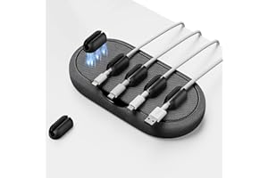 smofish Gestore cavi, supporto magnetico per cavi multiuso, porta cavi per scrivania, comodino, organizer per cavi, 6 clip per cavo Lightning, cavo USB-C, micro cavo, Nero