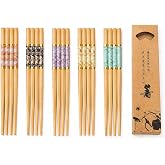 Valkyrie 10 &Ccedil;ift Mermer Desenli Bambu Yemek &Ccedil;ubuğu Seti 20 Adet Kaymaz U&ccedil;lu Kutulu Chopstick