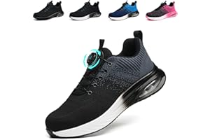 NBOFIEHY Safety Shoes Men Women Lightweight Sporty Work Shoes Breathable Steel Cap Shoes Non-Slip Work Safety Shoes with Rotary Knob