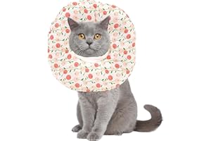 Ducomi Molly Collare Recupero Gatto – Collarino Elisabettiano Protettivo e Regolabile Cane - Protegge Senza Fastidio o Limitare i Movimenti, Guarigione Intervento Chirurgico e Ferite (S, Cherries)