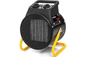 Lehmann Chauffage soufflant Thermoventilateur électrique pour chauffage rapide | 3000 W | Thermostat | 3 niveaux | Ajustement d'inclinaison | Poignée de transport | Idéal pour petits espaces