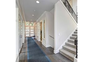 runrug Hallway Runner Rug - Non Slip - Hall Carpet Runner, Kitchen Rug Runner - Stain Resistant Dirt Stopper - Ideal for High Foot-Traffic Areas - 66cm Wide x 210cm Long - Aztec, Blue