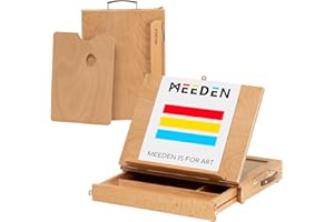 MEEDEN - Caballete de madera de haya ajustable y portátil con caja de almacenamiento y paleta para dibujar, dibujar y pintar