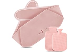 Votoko 3 en 1 Bouillotte Ceinture, Bouillottes Regles Douloureuses, 1.2L Bouillote avec Housse en Peluche Douce, Bouillotte eau Chaude, Bouillotte Peluche Ventre pour Chauffe Main épaule Dos(Rose)