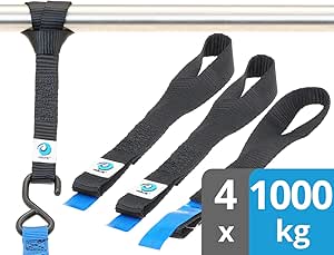 valonic Zurrschlaufen | 1000kg | 30 cm lang | 25mm breit | EN-12195-2 | schwarz | 4 Stück | Zurr Schlaufen für Motorrad Transport