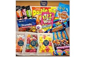STRAWBERRY LEDGE Retro Sweets Gift Box | Sherbet Pips, Jelly Beans, Rhubarb & Custards, Love Hearts, Wham, Starmix, Popping Candy, Refreshers & more | Letterbox Gifts for Birthdays Men, Women & All Occassions