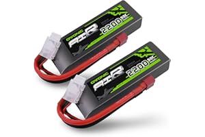 OVONIC Lot de 2 batteries Lipo 3s 2200 mAh 50 C 11,1 V avec prise Deans pour voiture, bateau, camion, avion, hélicoptère, multi-moteur, loisirs créatifs