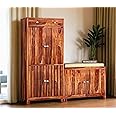 PRIMAXWOOD Sheesham Wood Shoe Cabinet With Seating and Door | Solid Wooden Rack for Home | Big Size (Honey Finish)
